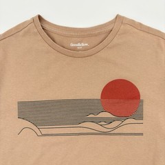 Sunset Graphic Print Tan tee shirt Short Sleeve Standard Fit Blend M Goodfellow