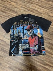 26/SS Mens NEW Godspeed skeleton play the piano print Short sleeved T-shirt