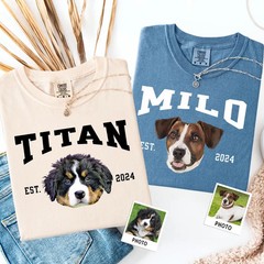 Custom Dog Portrait Comfort Tee Personalized Pet Photo Shirt Gift