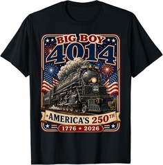 Big Boy 4014 Train 4th of July Retro US Flag Vintage Apparel T-Shirt