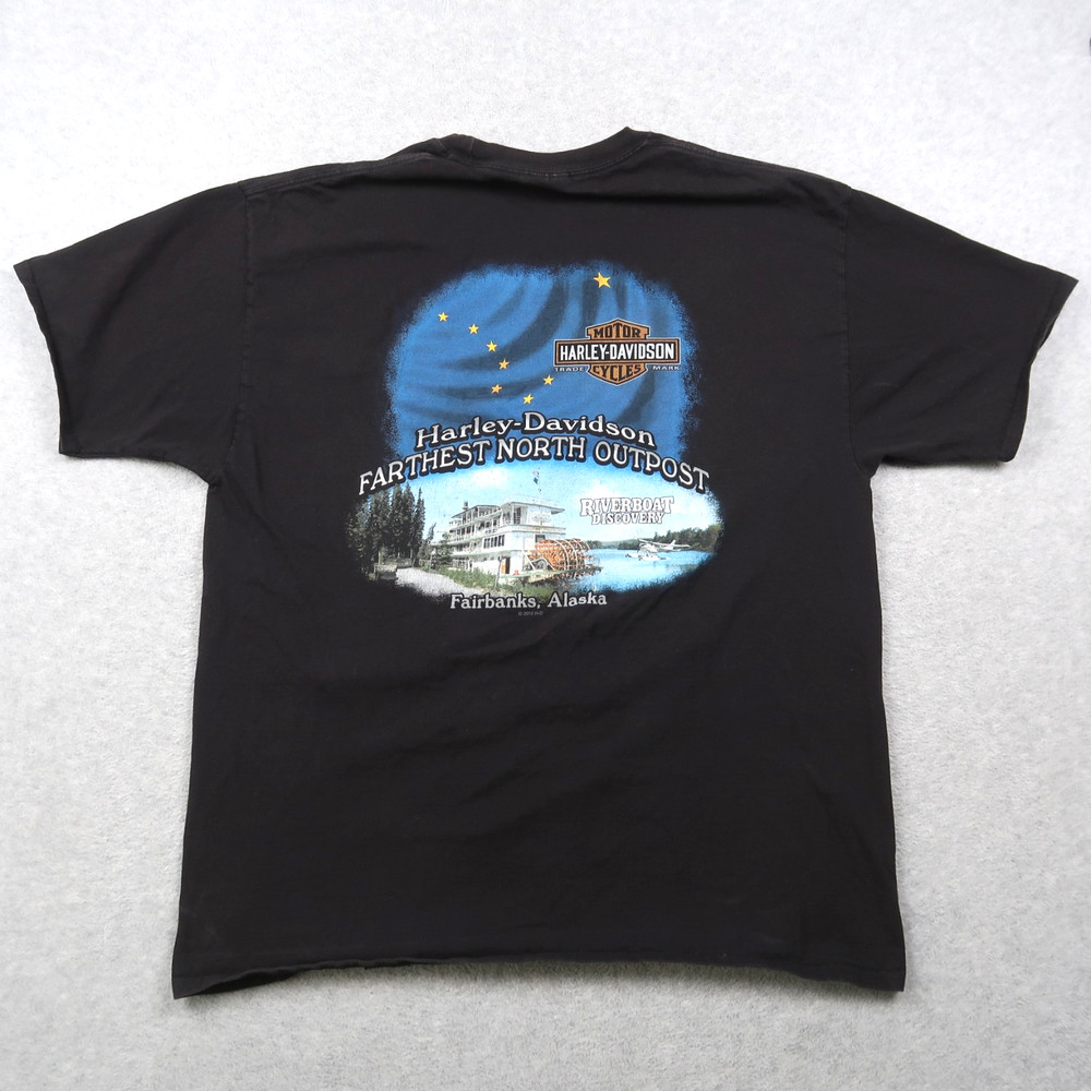 Harley Davidson Y2K T Shirt XXL 2XL Fairbanks Alaska Biker Black 2016