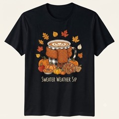 Fall Autumn Coffee Turkey Thanksgiving Seasonal T-shirt For Men Women