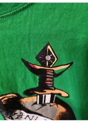VTG Karl Kani Gold Mens Tattoo Graphic T-Shirt S/S Rare Skull Style Green Sz L