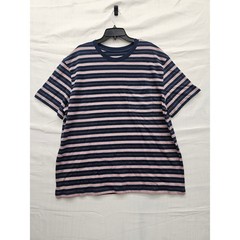 Goodfellow & Co Mens XL Navy Pink Striped Pocket T-Shirt Cotton Standard Fit