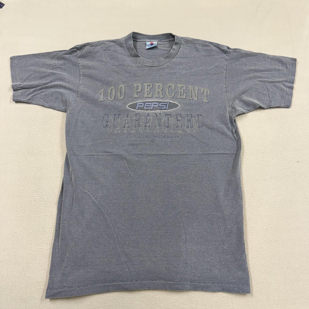 Vintage Pepsi Shirt Mens L/XL Gray 100 Percent Guaranteed Graphic Tee Soda