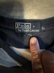 Polo Ralph Lauren Navy Blue & White Striped T-Shirt Size XL Bottom Hem Logo