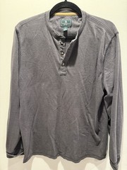 G.H. Bass & Co Mens Gray Long Sleeve Henley Shirt Size L Cotton Blend Casual