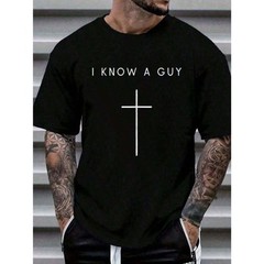 Cotton I Know A Guy – Minimalist Christian Religious Jesus-Shirt Graphic Tee