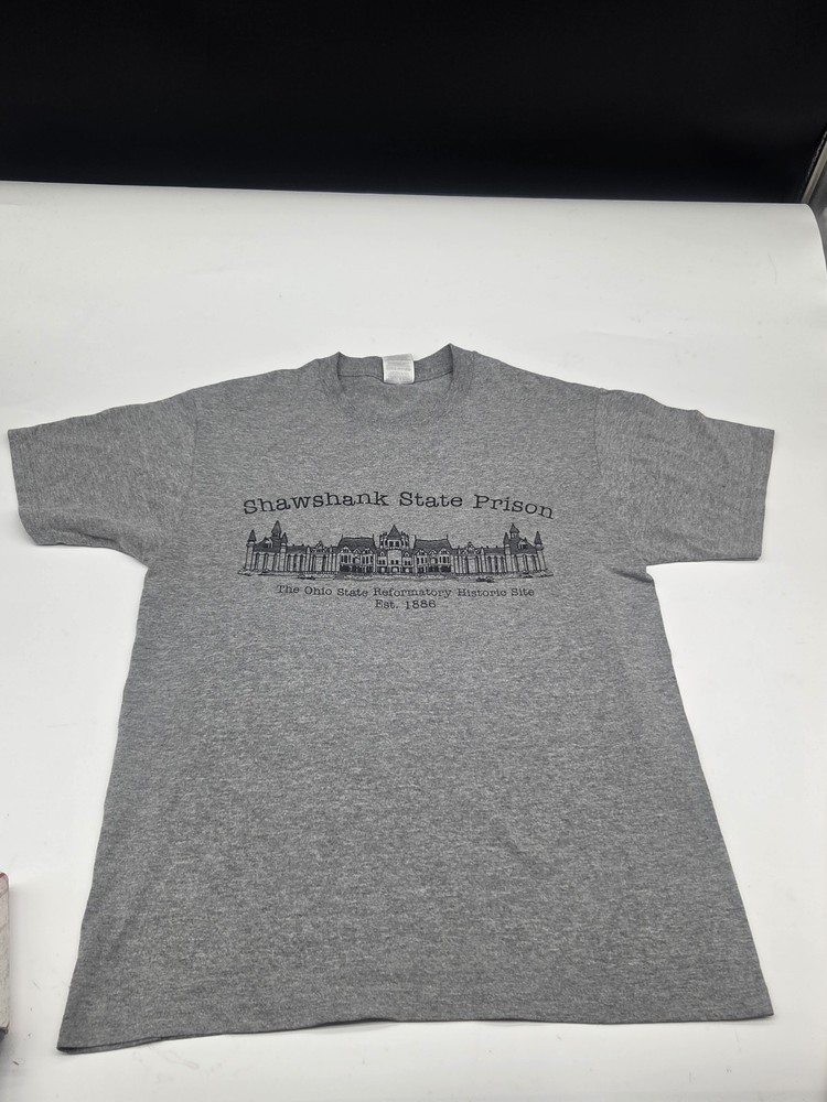 Shawshank State Prison Shirt Double Sided Movie Quote Size Medium Gray
