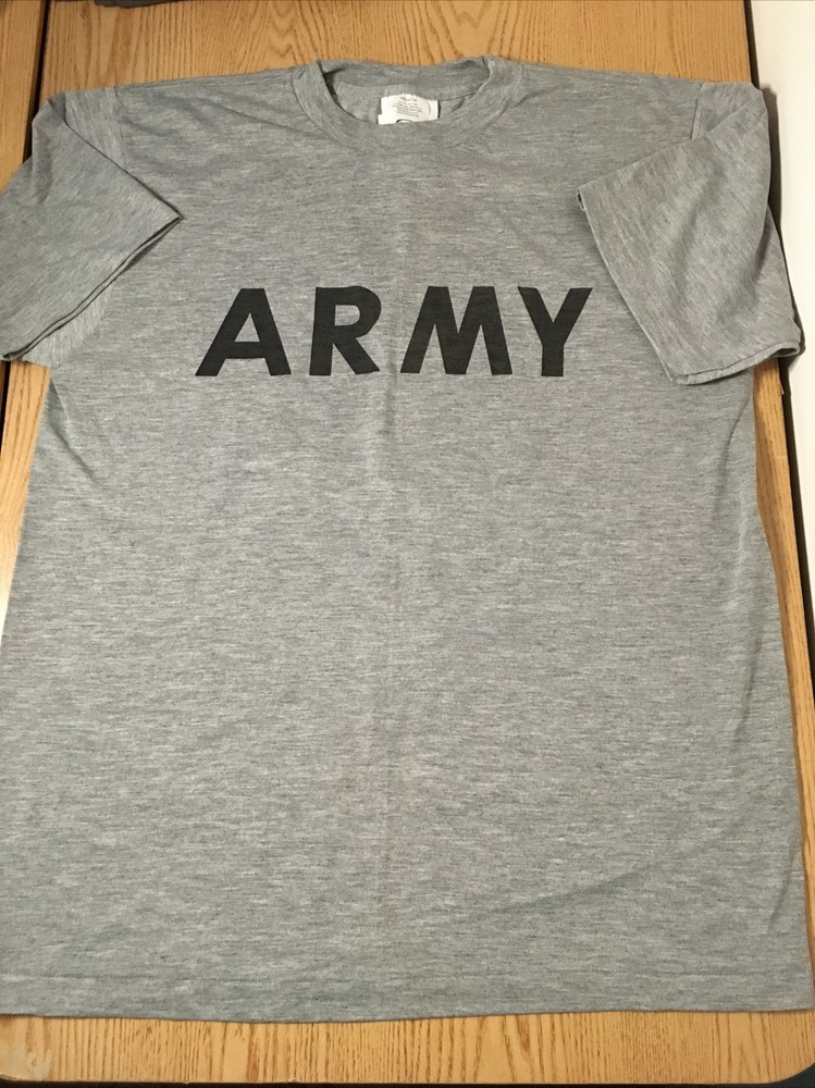 New Mens “Navy” Gray T-shirt Physical Fitness Uniform Stretchy Size Medium