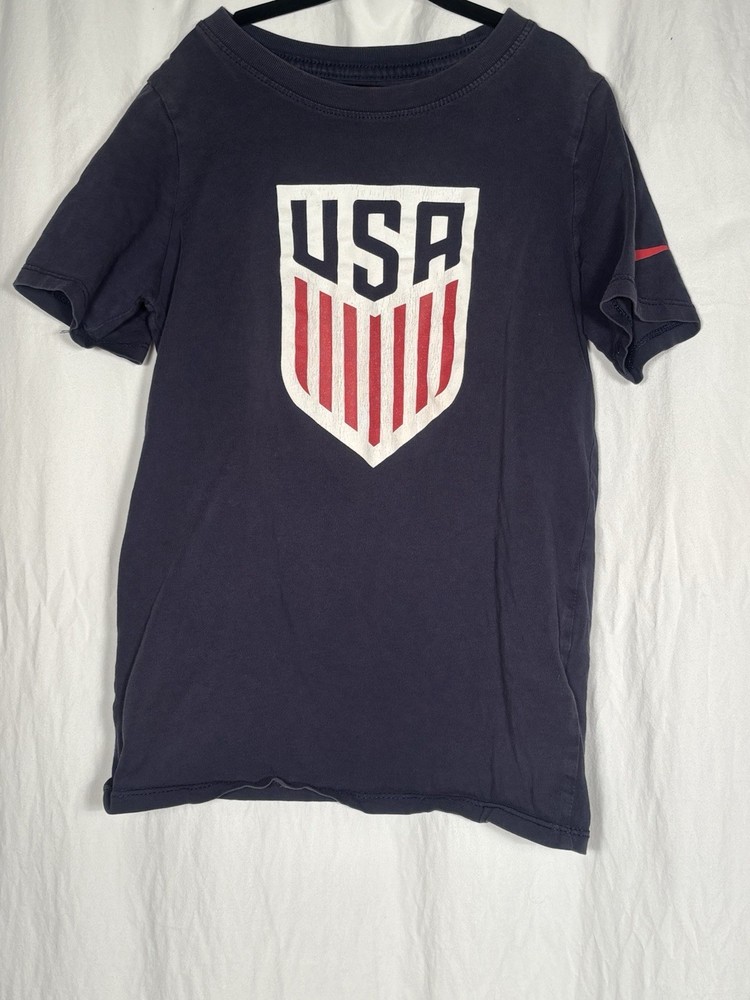 Nike USA Shirt Adult Small Navy Blue Athletic Cut Short Sleeve Pullover Tee LL15