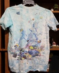 Vintage Liquid Blue Coral Reef Aquatic Paradise Tie Dye T Shirt Single Stitch L