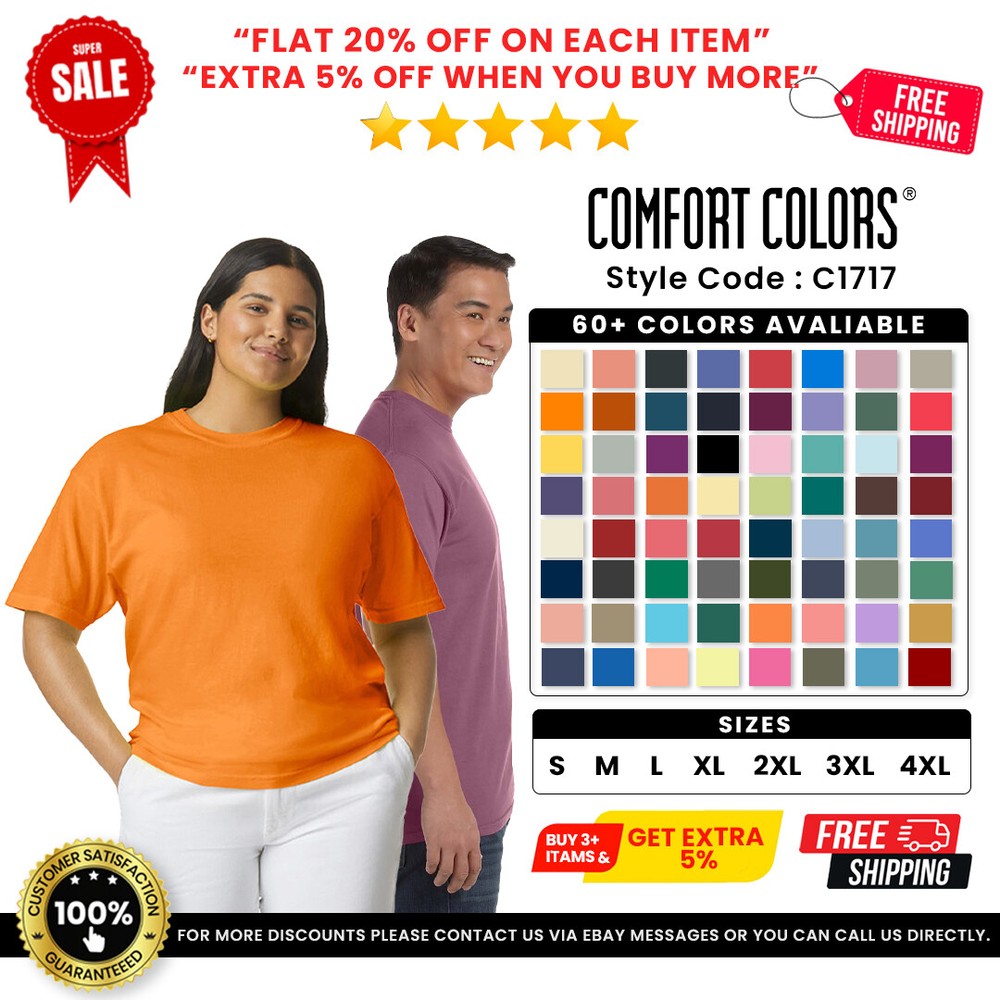 Comfort Colors C1717 Adult Ringspun Cotton Short Sleeves Garment Dyed T-Shirt