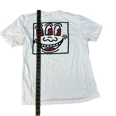 Keith Haring Three Eyed Person Smiling Art 2 Sided White T-Shirt Size Medium