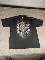 Avirex Shirt Mens 2XL Big Black Graphic Skeleton King Poker Cards Casino Jesse