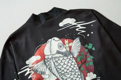 Niepce Streetwear Japanese Black Kimono Graphic Tee Samurai Short Sleeves Shirt