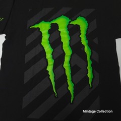 Monster Energy Drink Unleash The Beast Black Big Print Crewneck Shirt Size M