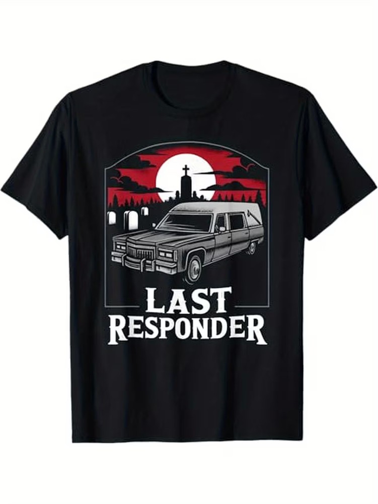 Men’s Gothic Last Responder Halloween T-Shirt – Morbid Death Humor Design with A