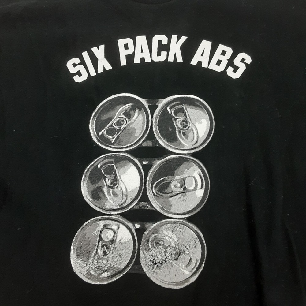 Six Pack Abs Shirt Adult Large Black Humor Beer Dad Fat Chubby Workout Mens