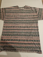 Frank Tribal Geometric Pattern T Shirt Mens M Distressed 90s Style Tee