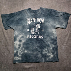 Death Row Records Tie Dye T-Shirt Skeleton Hands 1991 Rap Hip Hop T Gray Blue L