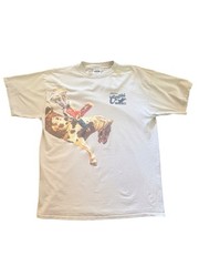 Vintage 1996 Coors Beer Cowboy Rodeo Wild West Tee Cream Colored Double Sided 2X