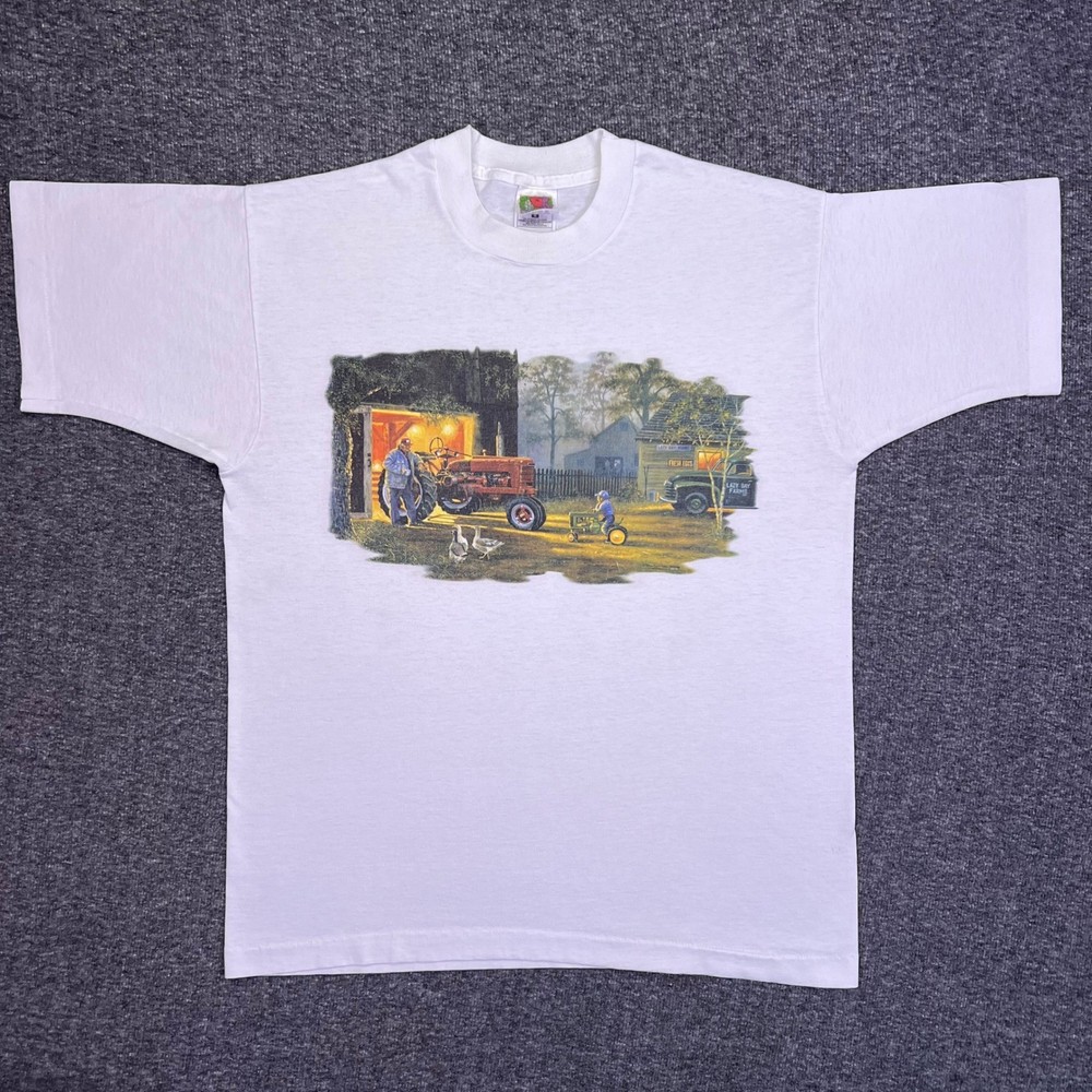 VTG 90s Common Ground Graphic Shirt Mens L White Single Stitched Dave Barnhouse