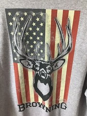 Browning Graphic L/S T Shirt Whitetail Flag Sport Gray 134420908 Mens Sz L NWT