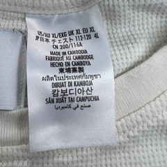 DISNEY Waffle Knit Thermal Long Sleeve Shirt Mens XL Cream Mickey Mouse Logo