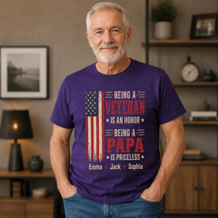 Custom Being a Veteran is an Honor Papa is Priceless T-Shirt, Custom Name Shirt