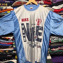 Vintage 90s Nike Air Max AOP Distressed Shiny Mesh Rugby Tee