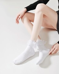 Lace Ruffle Frilly Socks for Women Lace Ankle Socks with Bow US Numeric 5 9 R…