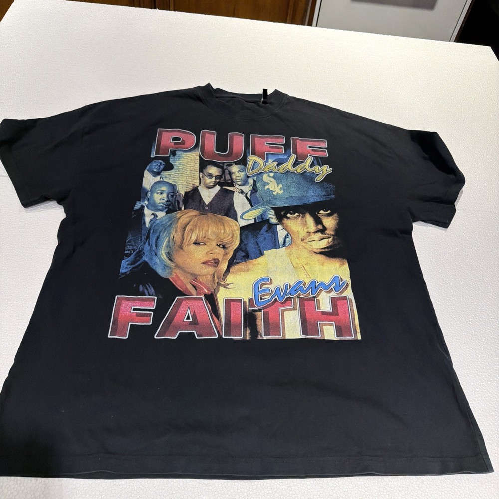 Puff Daddy Faith Evans shirt XL RAP DIDDY BAD BOY RECORDS BOOT REPRINT