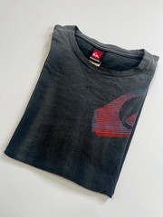 Vintage Quicksilver T-Shirt Surf Logo Black Size XL Faded Shabby Looking