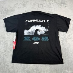 PacSun Mens XL Formula 1 F1 T-Shirt Black Grand Prix Racing Short Sleeve