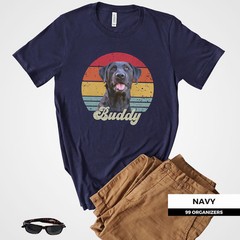 Custom Pet Portrait Retro Sunset Comfort Tee Personalized Dog Cat Tee