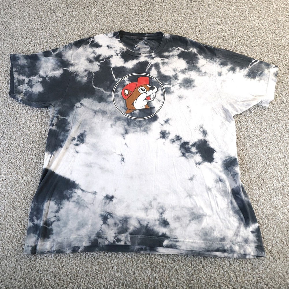 Buc-ee’s “Just Here for the Snacks” Black/white Tie Dye T-Shirt Unisex Mens XL