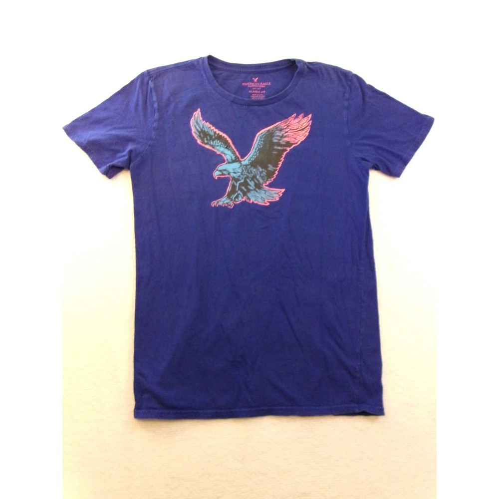 American Eagle Mens Classic Fit Eagle Graphic T-Shirt Blue Medium Tall MT