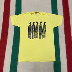 Vintage Maasai Women Shirt Men’s L Heidi Lange Art Africa Kenya Yellow Cotton