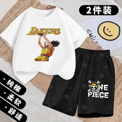 One Piece Anime Character Lakers Basketball Jersey Kids T-Shirt Set, Cool Sports