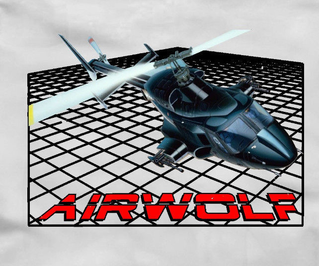 AIRWOLF HELICOPTER T-Shirt fun 80s TV show – many color options pilot heli fan