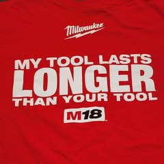 Milwaukee Tools Men’s 2XL T-Shirt Cotton Red My Tool Last Longer Than Your Tool