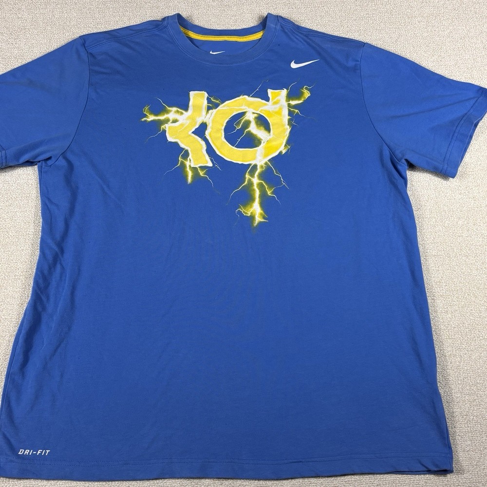 Kevin Durant Nike Dri-Fit T-Shirt Men XL Blue Neon Yellow Charged Logo Active