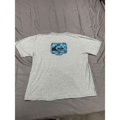 Vintage Quiksilver Graphic T-Shirt XXL Gray Blue Logo Surf Skate Mens Tee