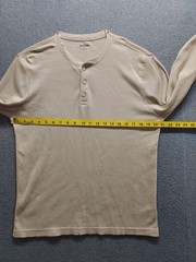 Old Navy Men Henley Shirt L Yellow Waffle Knit Long Sleeve Knit Casual Relaxed