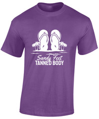 SANDY FEET TANNED BODY MENS T SHIRT CASUAL SUMMER CLOTHING COOL BEACH TOP