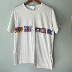 COMME des GARCONS SHIRT Invader T-shirt Large Cotton Asymmetrical Print