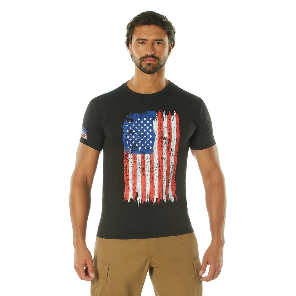 Black with Red, White, & Blue T-Shirts Athletic Fit Medium2713-M