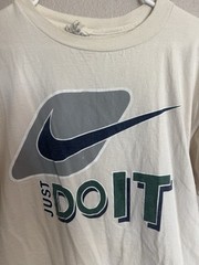 Nike Just Do It cream cotton t-shirt Size Large Oneita Blank