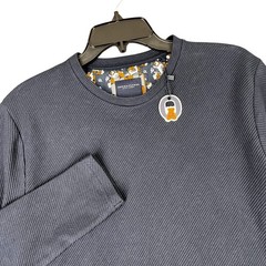 Denim & Flower Floral Ribbed Texture Casual Long Sleeve Top Mens S